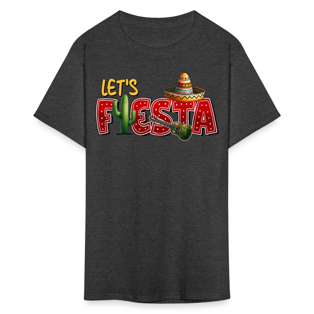 Funny Fiesta Party Graphic Tee Let's Fiesta Mexican Theme T-shirt - heather black