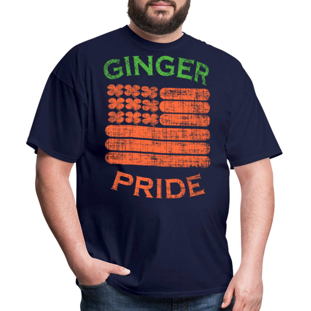 Ginger Pride American Flag Funny St Patrick’s Day  T-shirt - navy