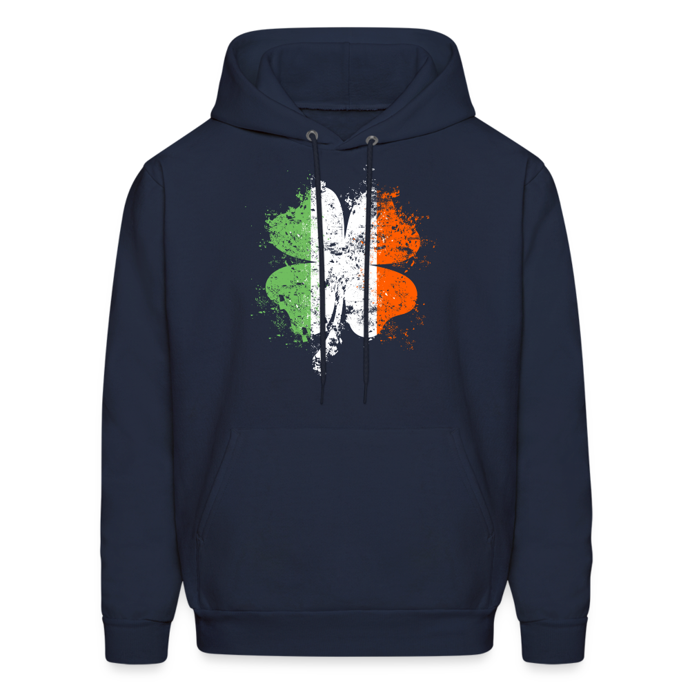 Irish Distressed Shamrock ST Patrick's Day Men's Hoodie - navy