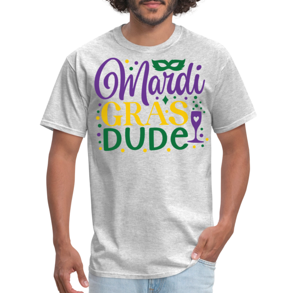 Unique Mardi Gras Dude Graphic T-shirt - heather gray