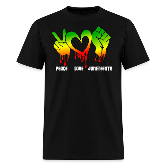 Peace Love Juneteenth Afrocentric Pride T-Shirt - black