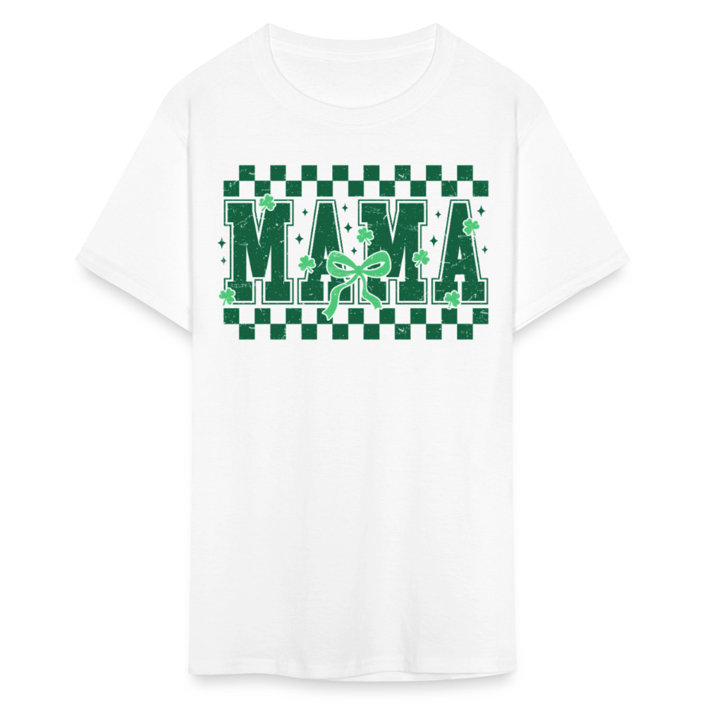 Distressed Lucky Mama Clover St. Patrick's Day Gift Tee - white