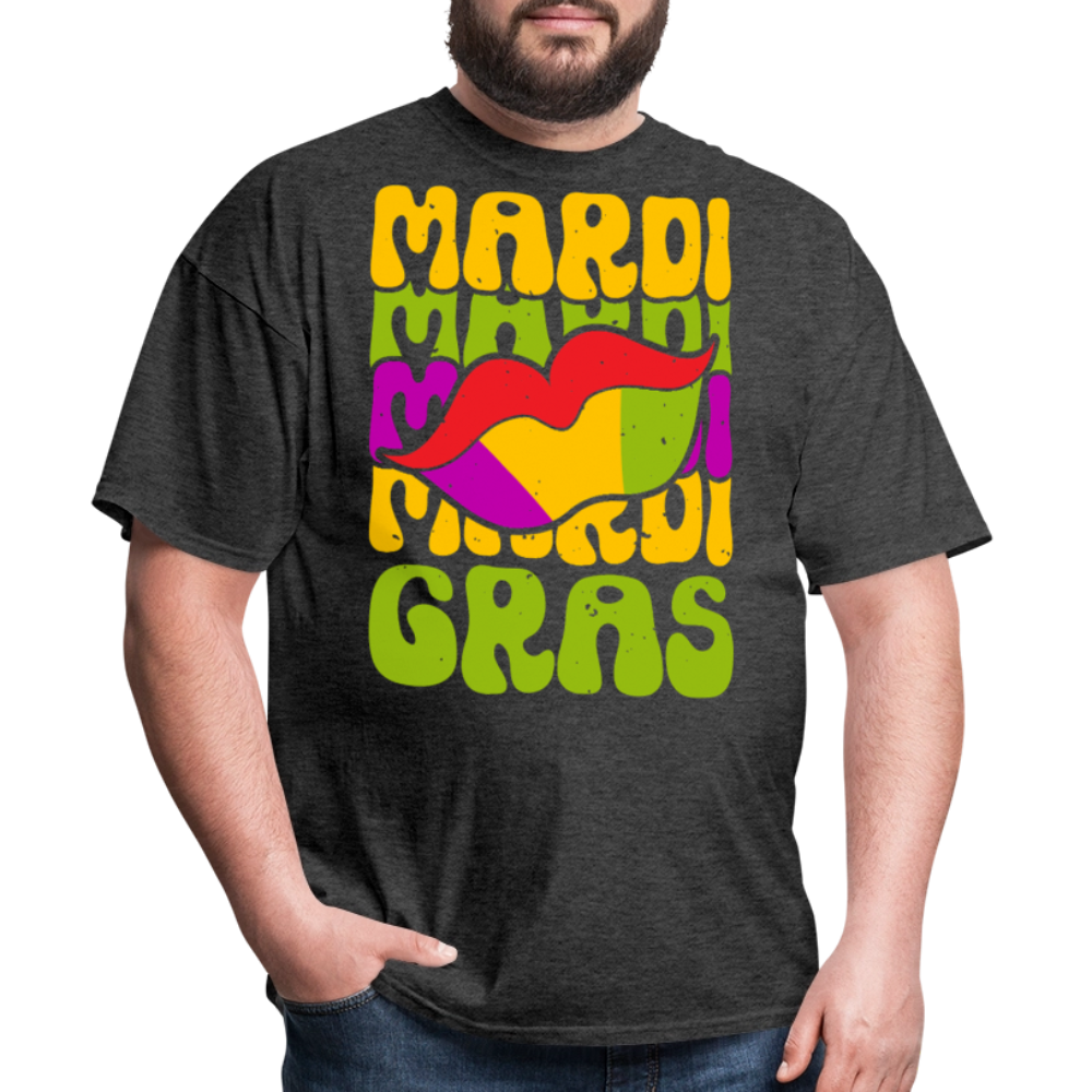 New Orleans Carnival Funny Mardi Gras Lips T-shirt - heather black