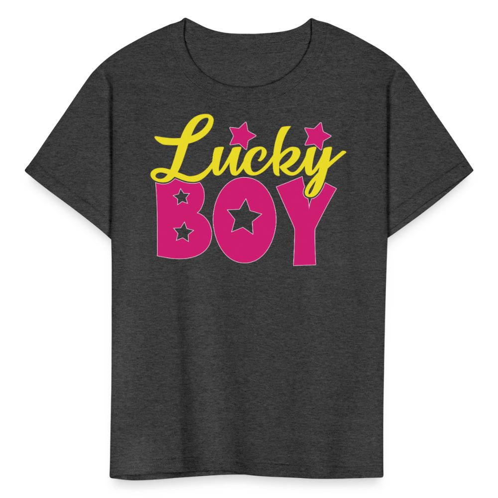 Retro Lucky Boy Shirt For St. Paddy’s Funny Mardi Gras T-Shirt - heather black