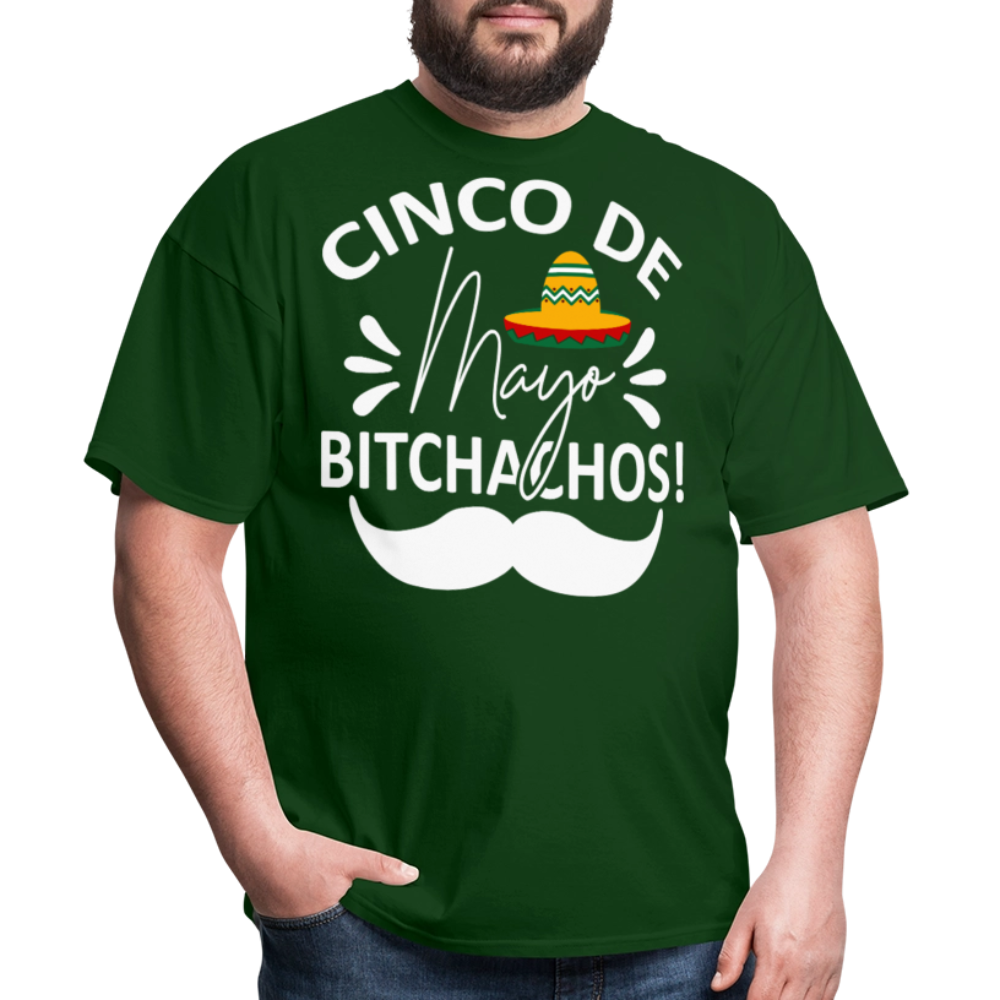 Cinco de Mayo Drinking Shirt with Mustache Funny Fiesta T-shirt - forest green