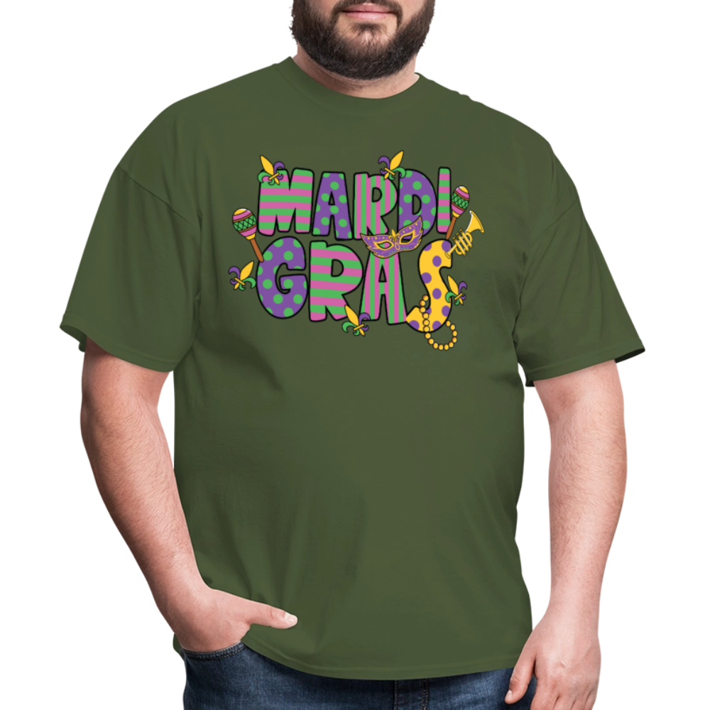 Retro-style Mardi Gras Carnival Tee New Orleans Mardi Gras Party T-shirt - military green