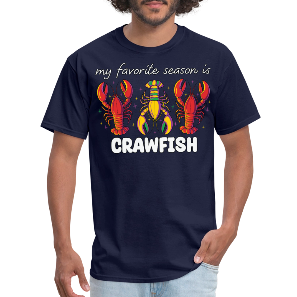 Funny Cajun Crawfish Boil Mardi Gras T-shirt - navy