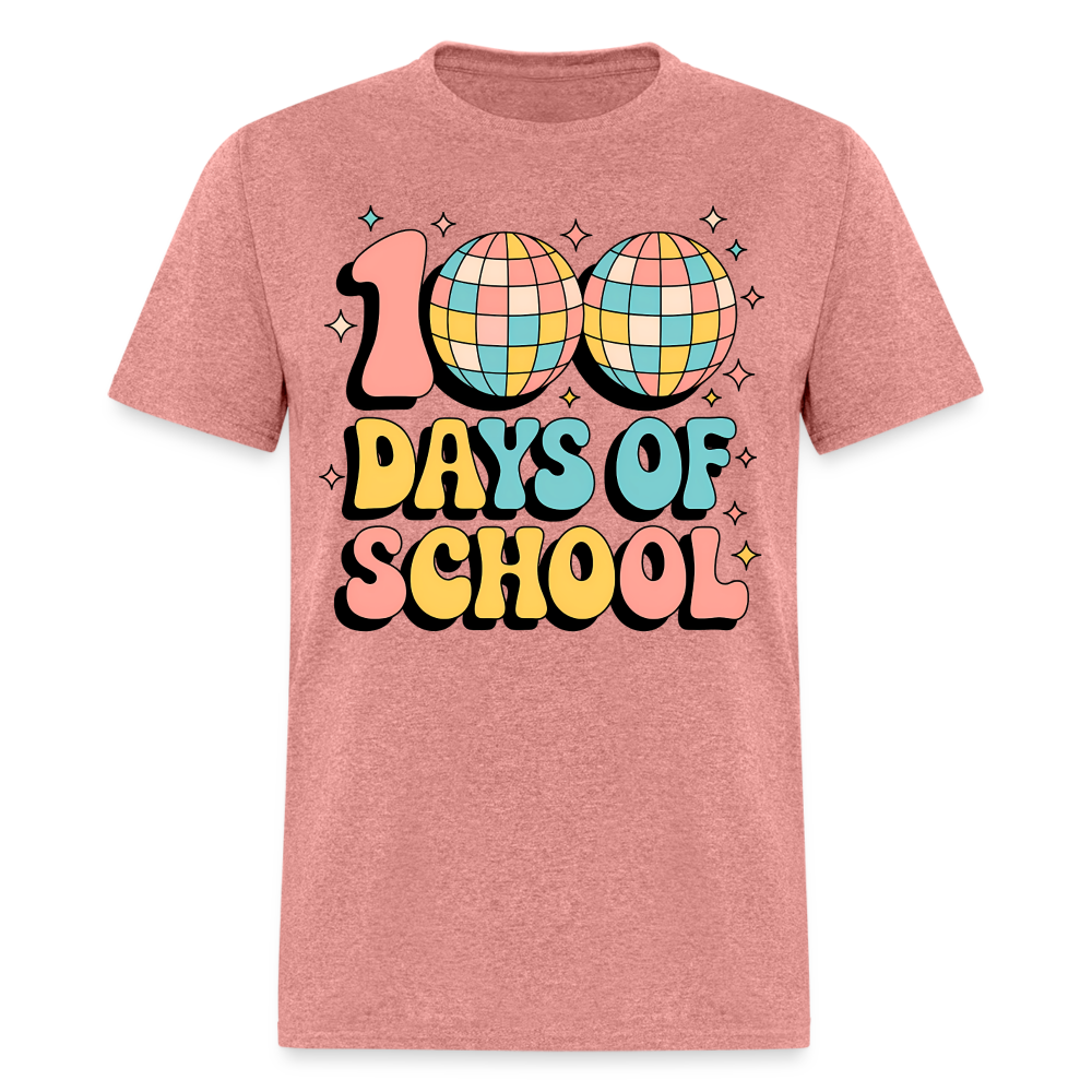 100 Days Of School Tee  For Teachers Funny Disco Theme T-shirt - heather mauve