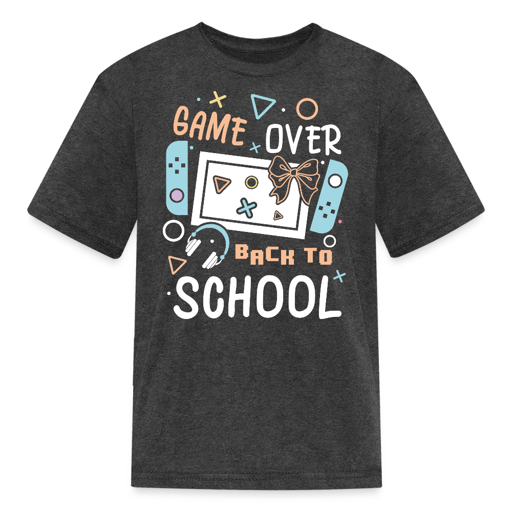 Funny Game Over Back To School Kids' T-Shirt - heather black