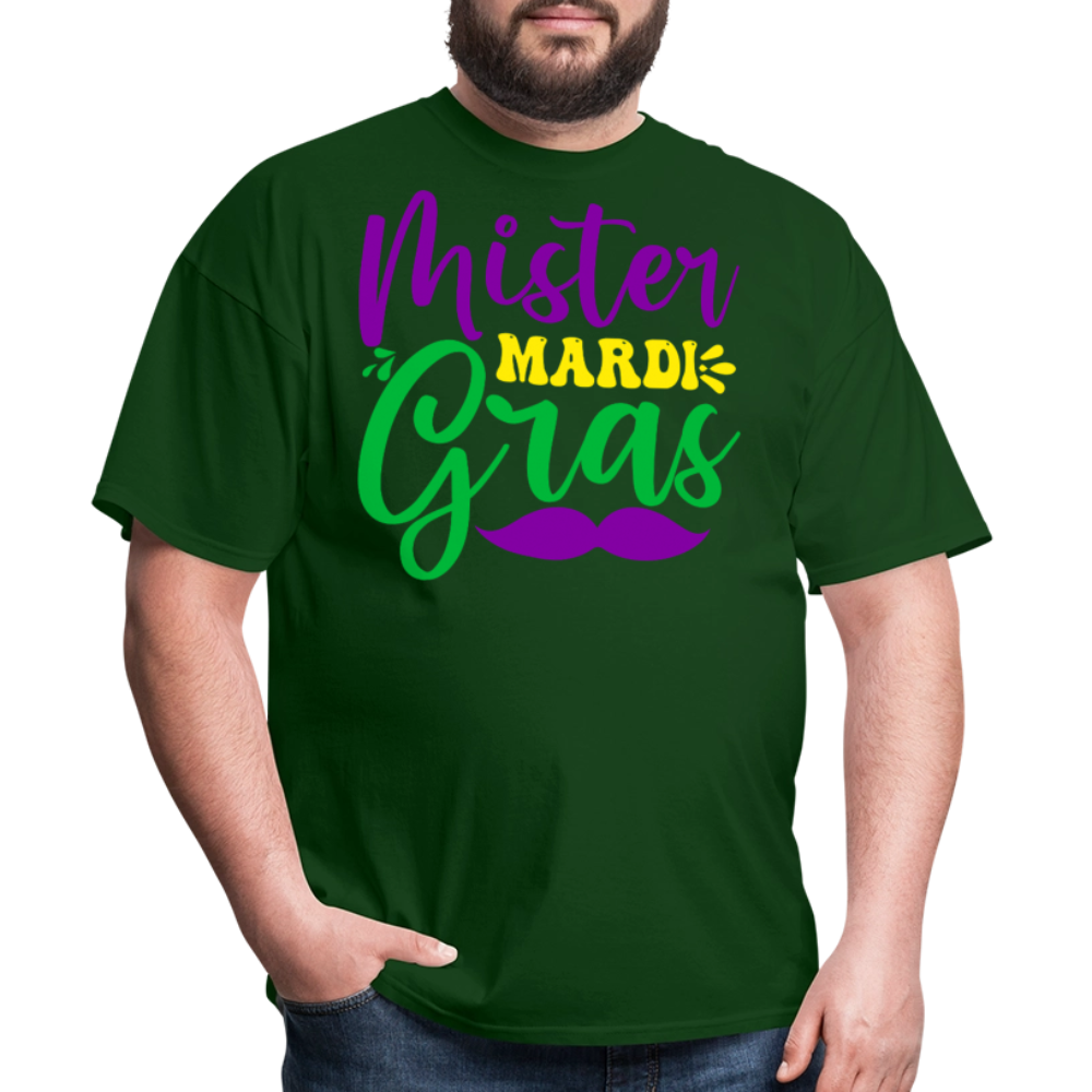 Men's Mardi Gras Graphic Tee Mister Mardi Gras Party T-Shirt - forest green