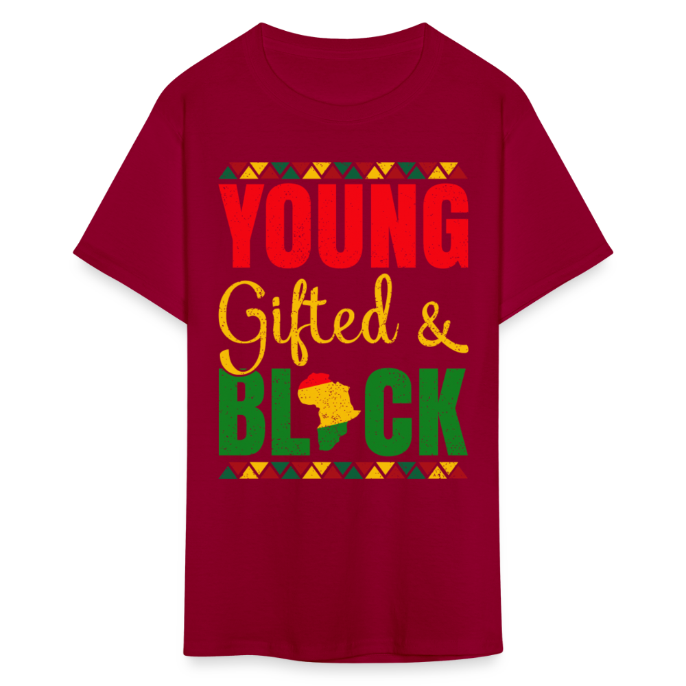 African Heritage Tee Young Gifted and Black T-Shirt - dark red