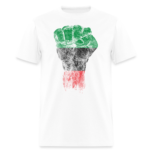 Black Power Raised Fist Pan African Pride T-Shirt - white