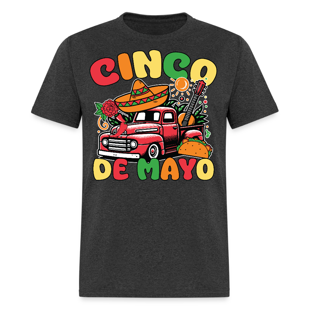 Cinco de Mayo Vintage Truck Tee Mexican Fiesta Party T-shirt - heather black