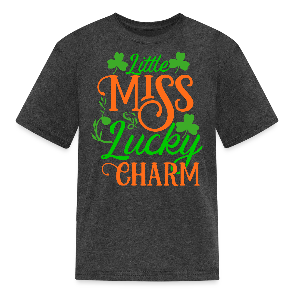 Little Miss Lucky Charm Girls T-shirt - heather black
