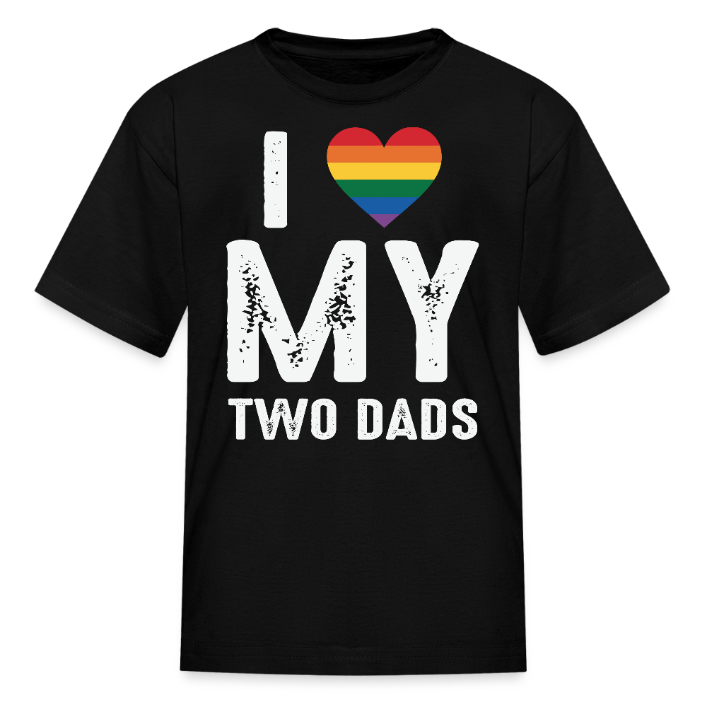 Lgbt Pride Tee Rainbow Heart Two Dads T-shirt - black