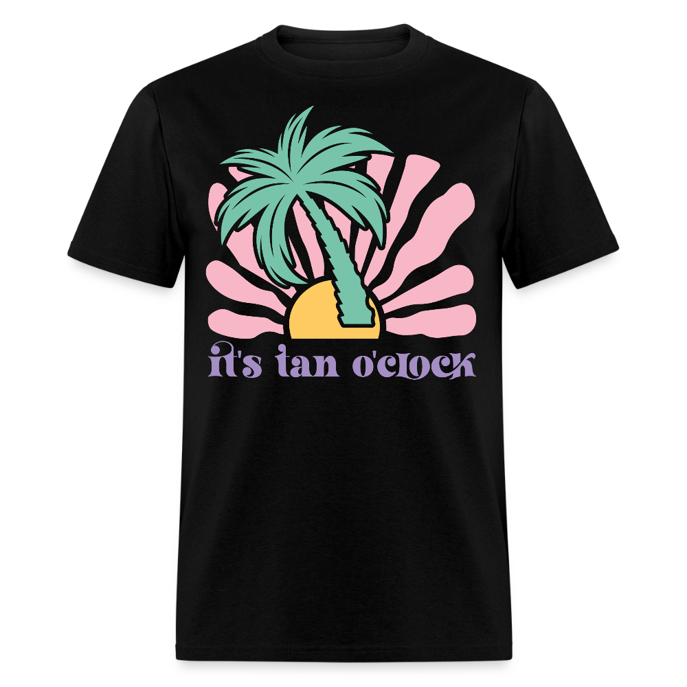 It's Tan O'Clock Tee Vintage Palm Tree Vacation T-shirt - black