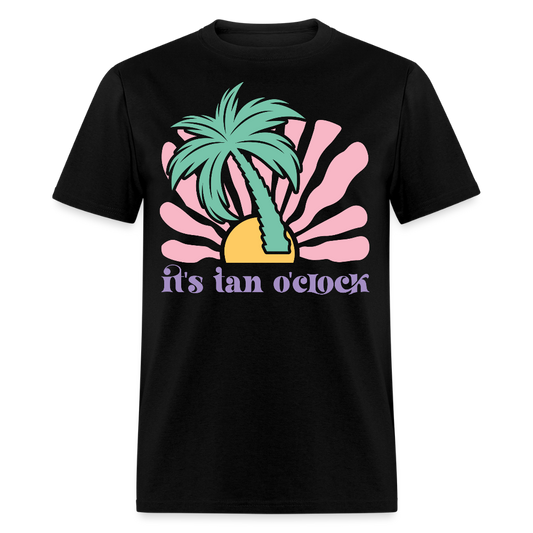 It's Tan O'Clock Tee Vintage Palm Tree Vacation T-shirt - black