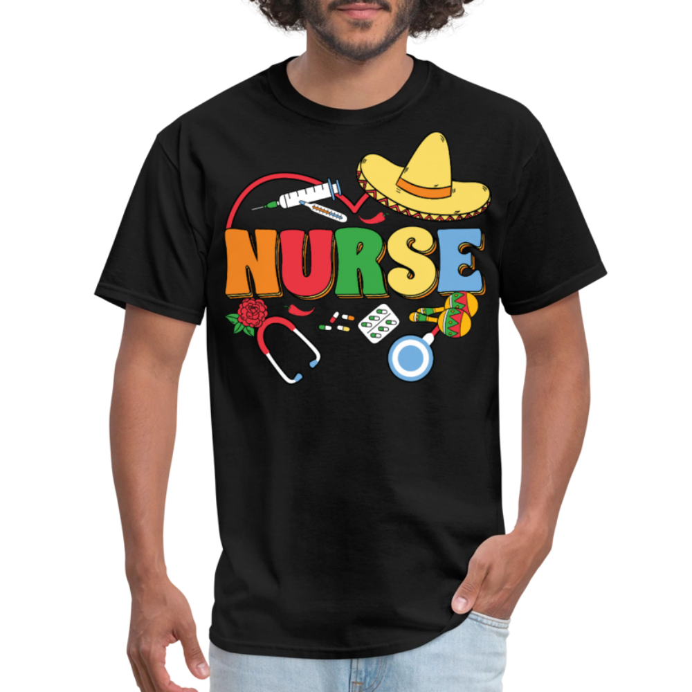 Nurse Shirt with Stethoscope and Maracas Cinco de Mayo Nurse T-shirt - black