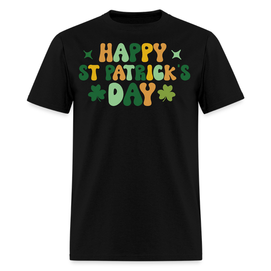 Retro Happy St Patrick’s Day Shamrock T-shirt - black