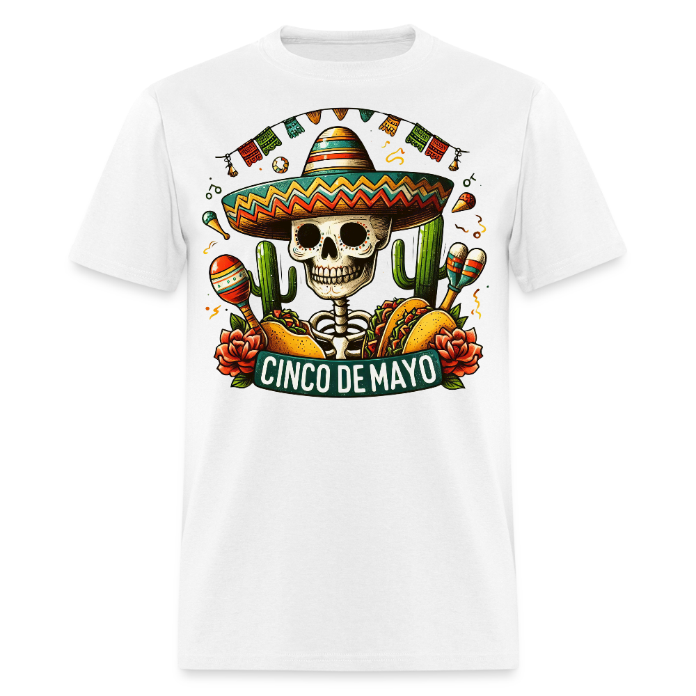 Mexican Festival Outfit Ideas Cinco de Mayo Skull T-shirt - white