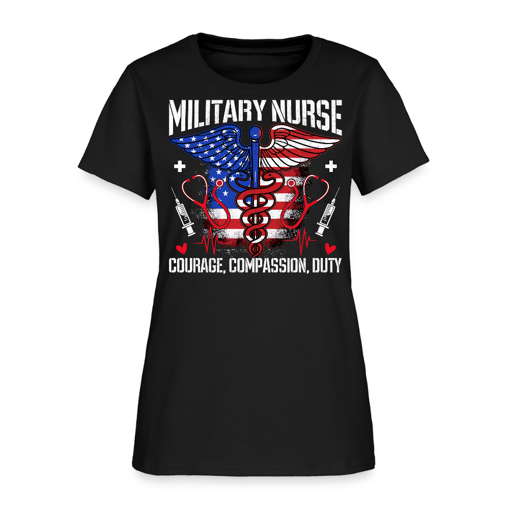 Military Nurse Courage Compassion Duty Patriotic Nurse T-shirt - black