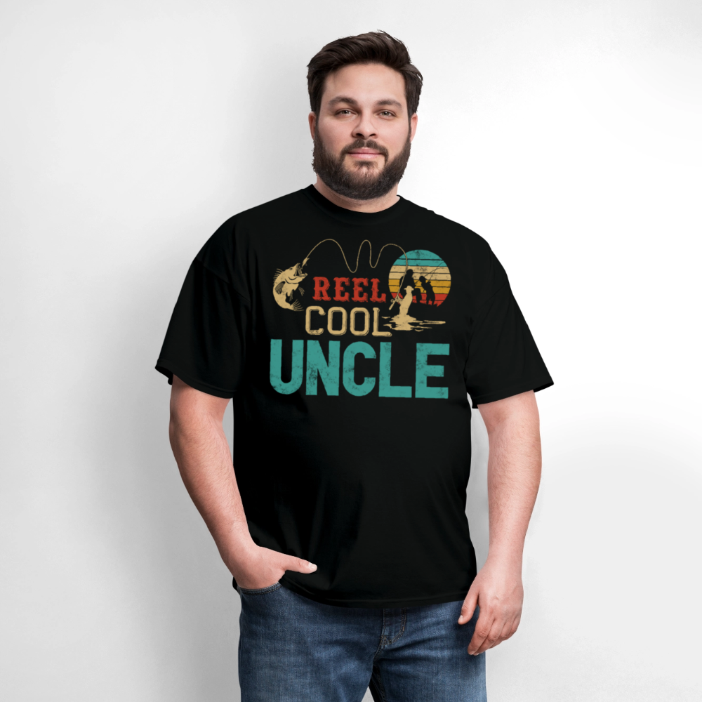 Reel Cool Uncle Funny Fishing  T-shirt - black