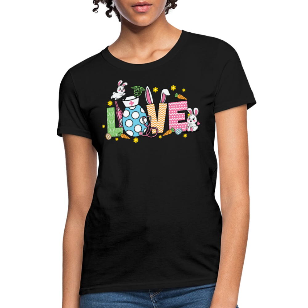 Easter Nurse LOVE Bunny T-Shirt - black