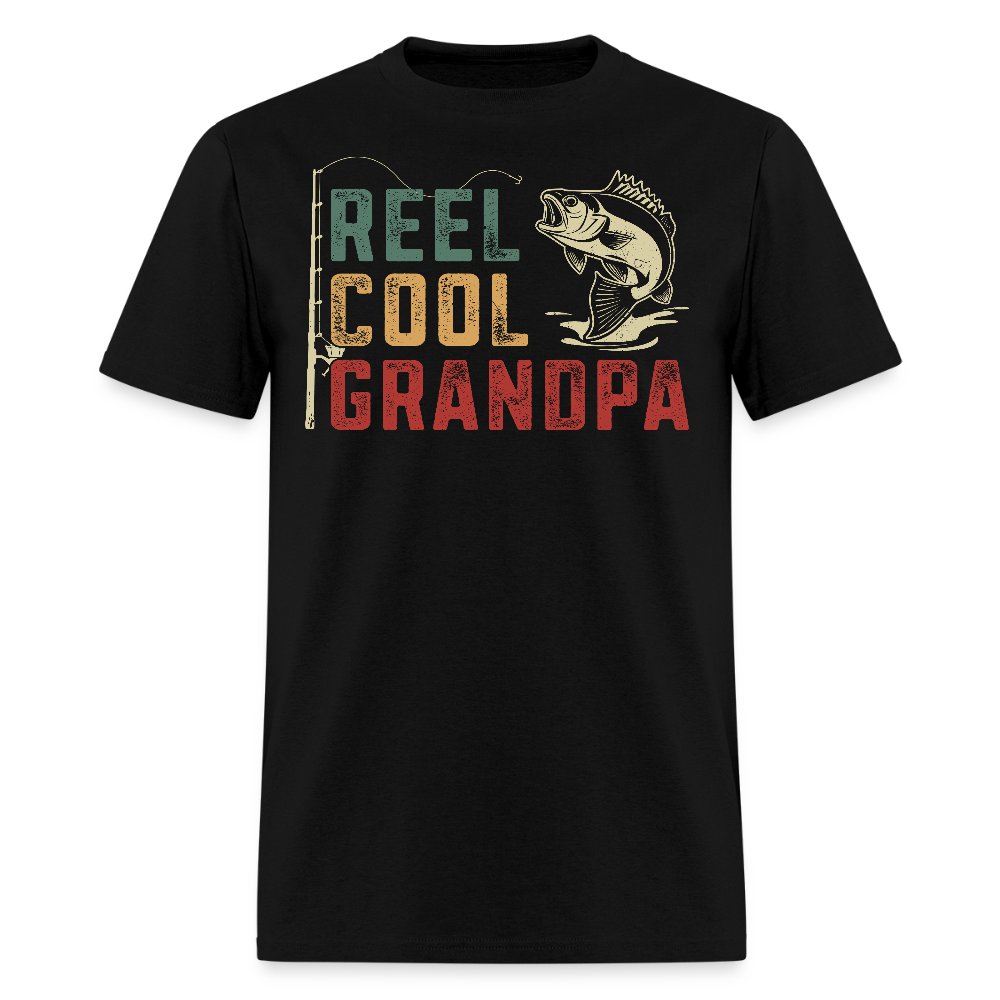 Reel Cool Grandpa Fishing T-Shirt - black