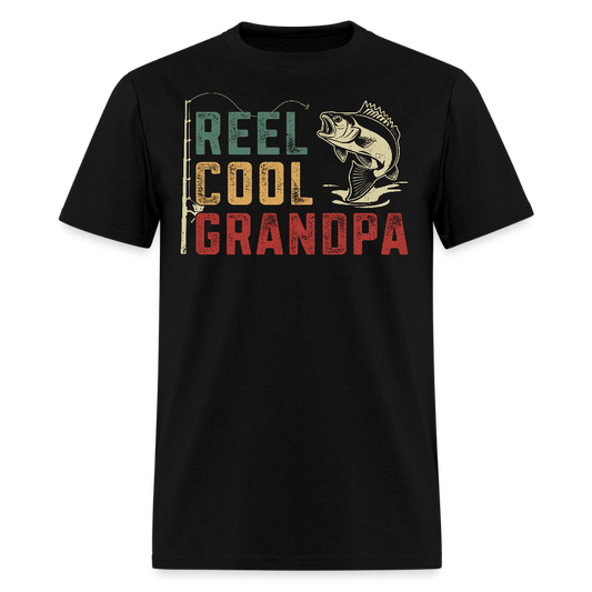 Reel Cool Grandpa Fishing T-Shirt - black