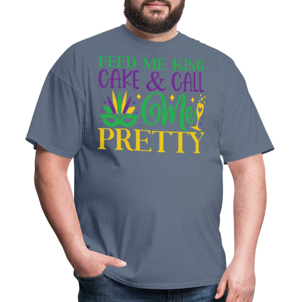 New Orleans Mardi Gras Tee Feed Me King Cake And Call Me Pretty T-shirt - denim