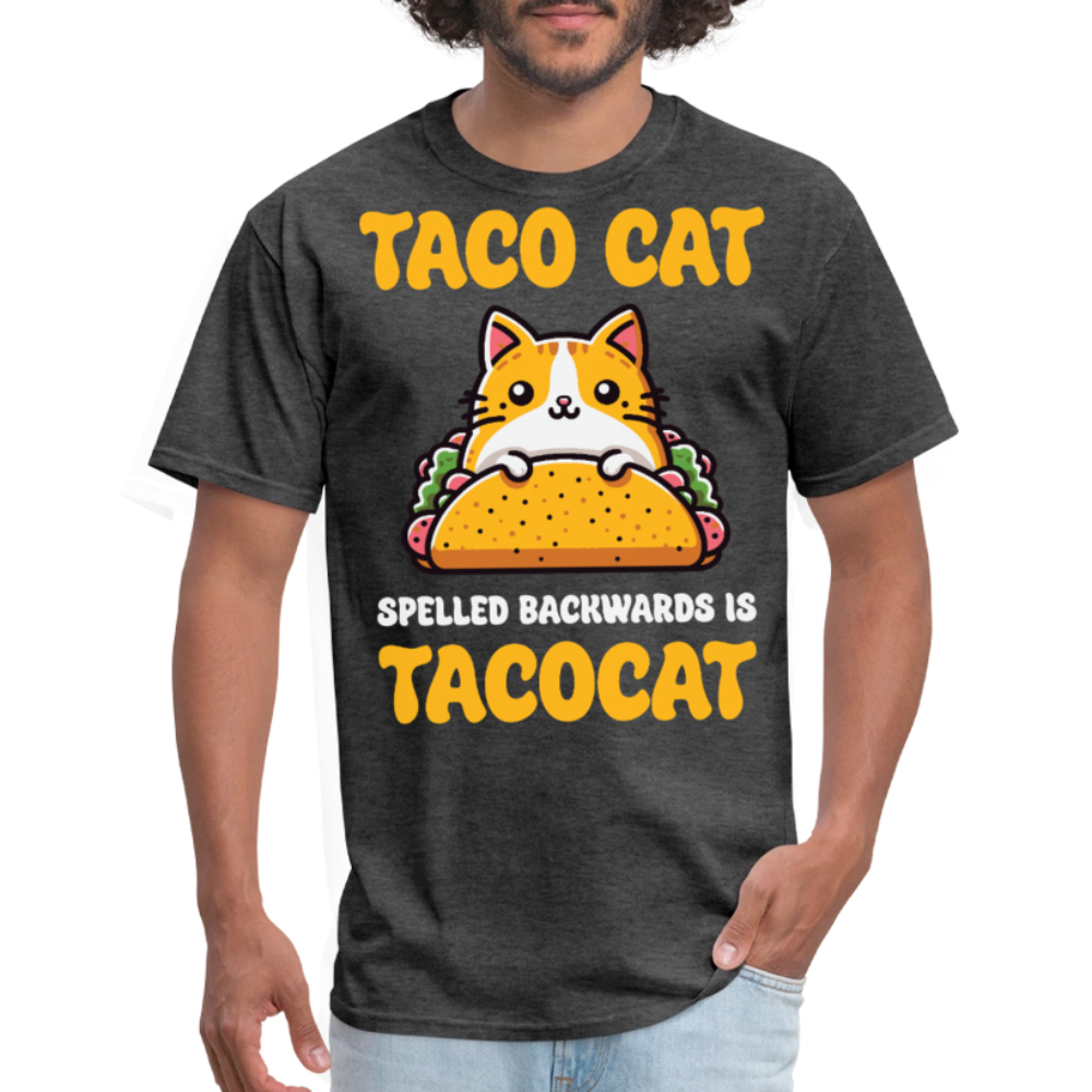 Cute Taco Cat Graphic Tee For Cat Lovers Funny Palindrome T-shirt - heather black