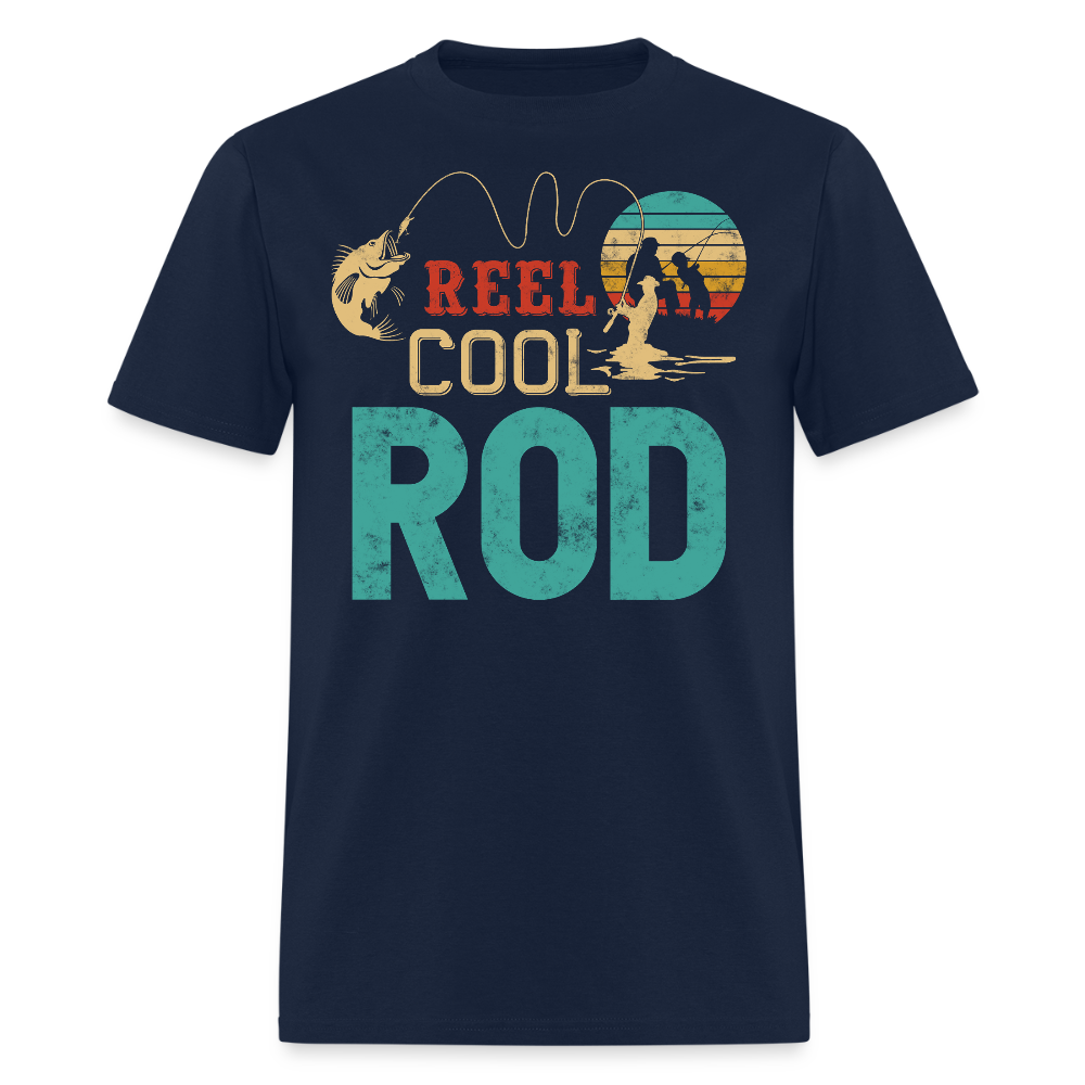 Reel Cool Rod Personalized Fishing Gifts For Dad T-shirt - navy