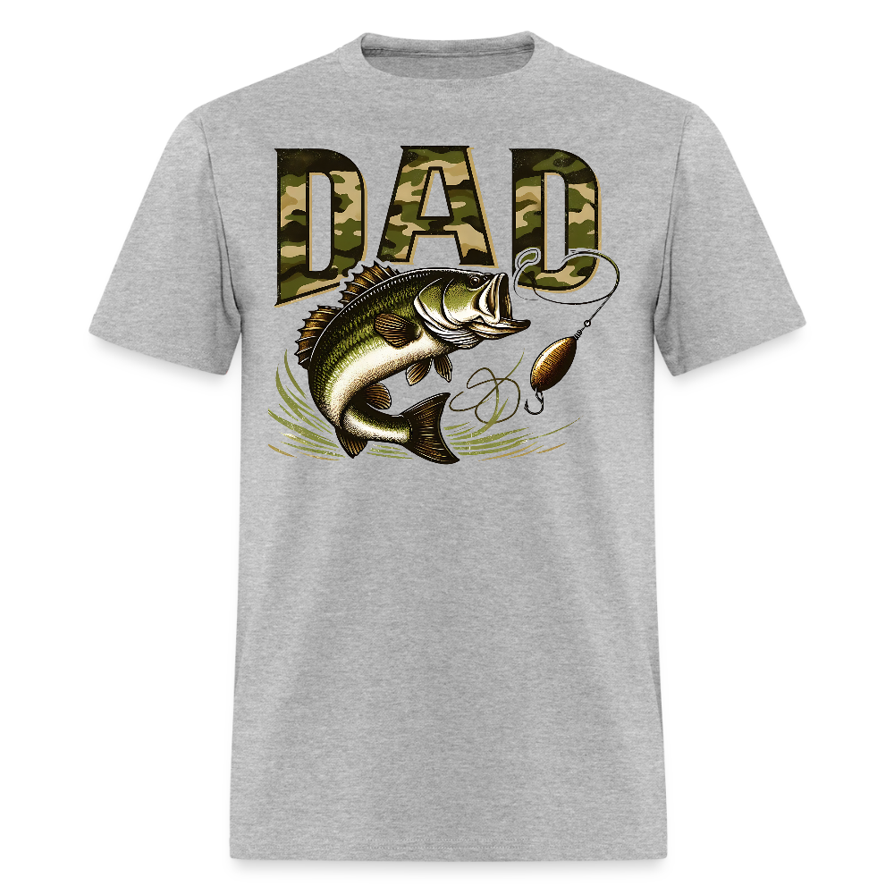 Camo Bass Fish Tee for Dad Father's Day Fishing T-Shirt - heather gray