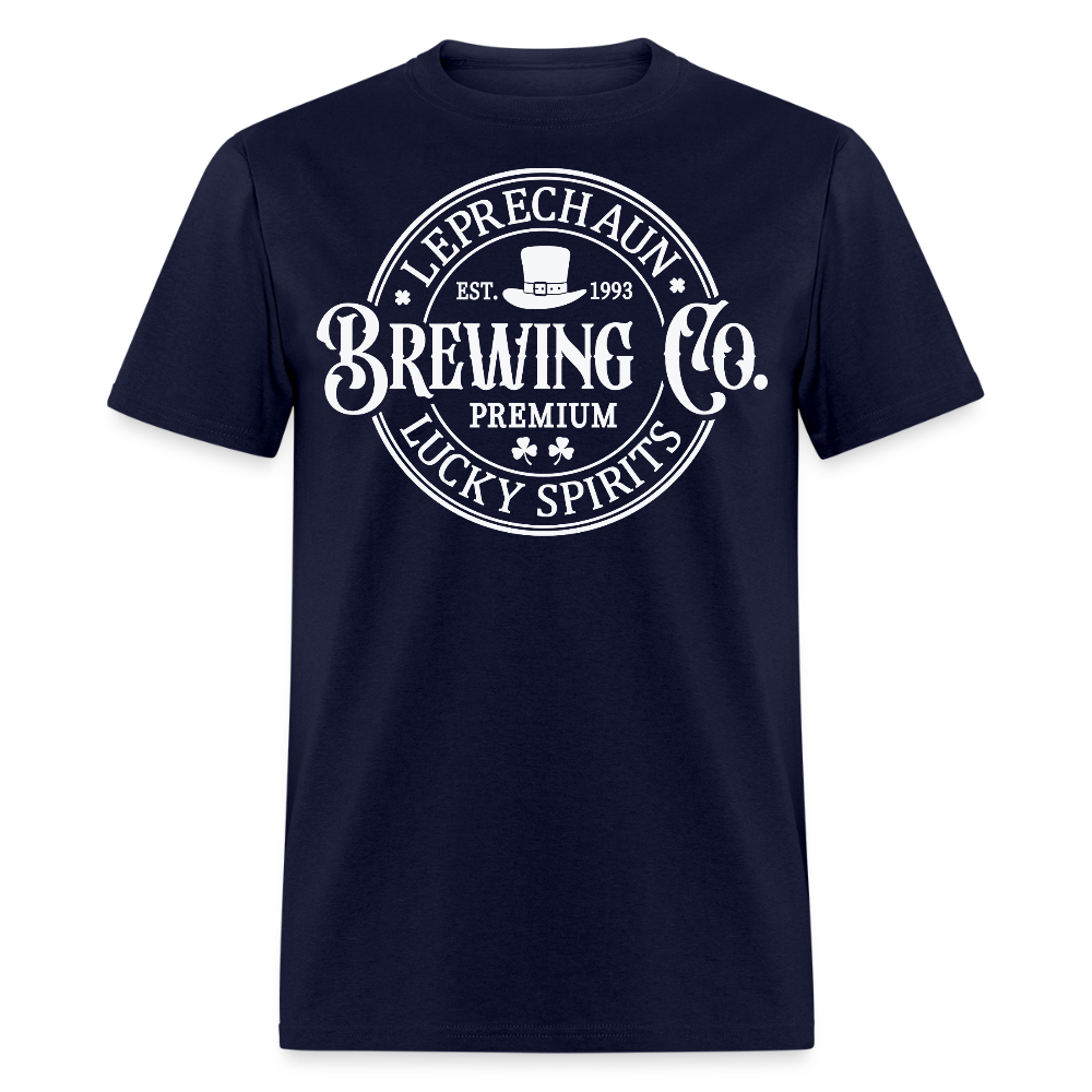 St Patrick’s Day Craft Beer Graphic Tee Funny Leprechaun Drinking T-shirt - navy