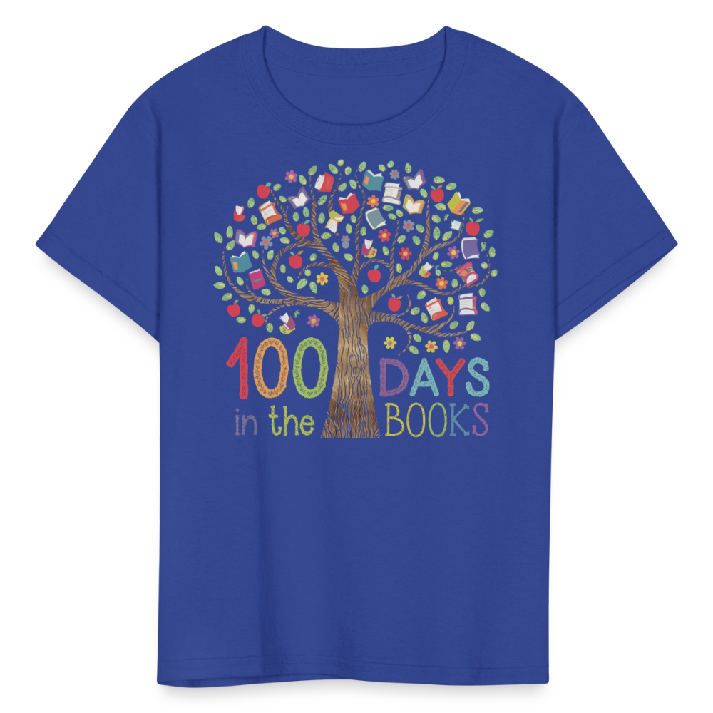 Celebratory 100 Days in the Books T-Shirt for Kids - royal blue