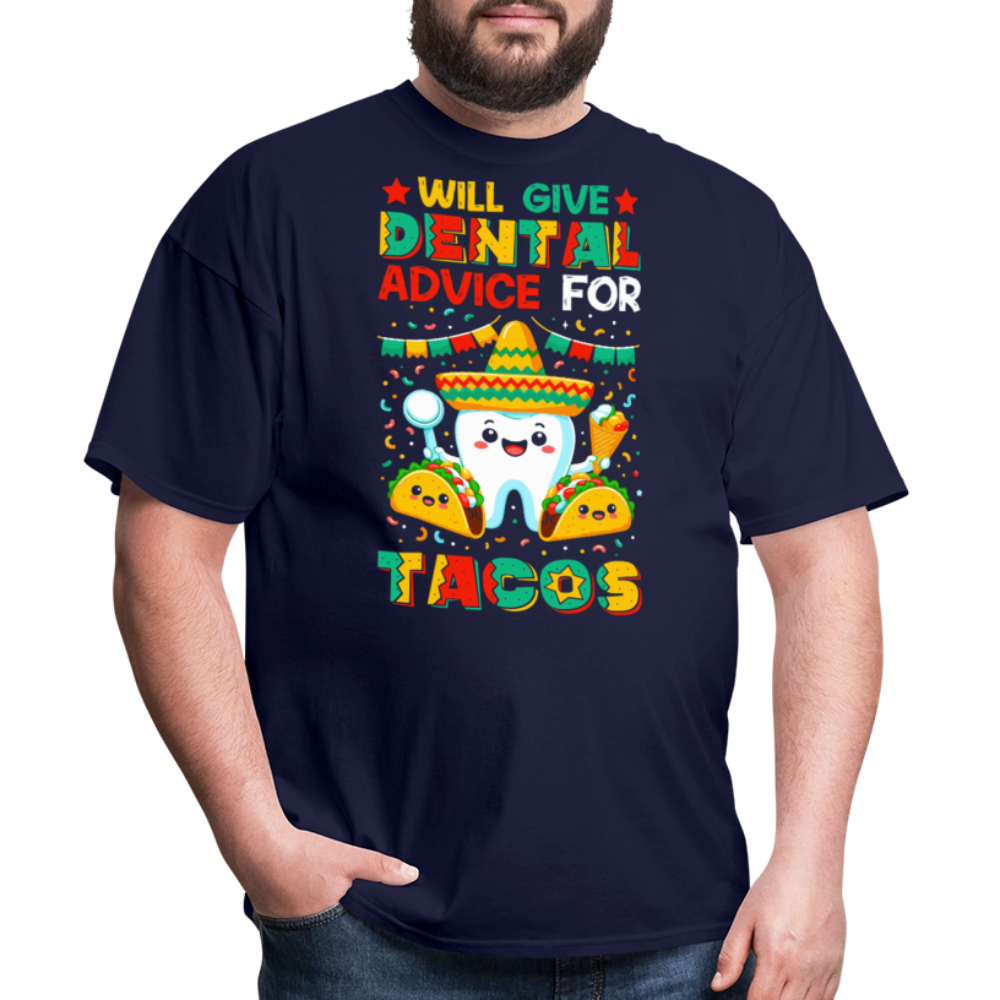 Funny Dentist Tee For Taco Lovers Dentist Humor T-shirt - navy