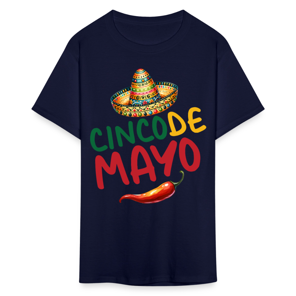 Mexican Sombrero And Chili Pepper Tee Cinco de Mayo Party T-shirt - navy