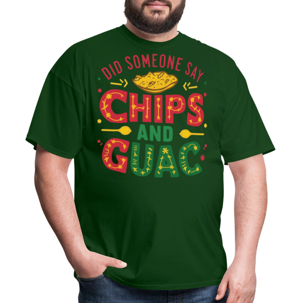 Mexican Food Lover Graphic Tee Funny Chips And Guacamole T-shirt - forest green