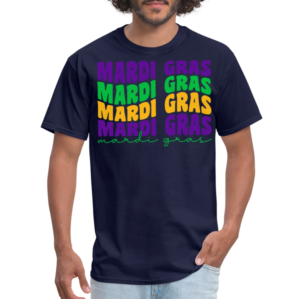 Carnival-themed Shirt for Mardi Gras lovers Colorful festival Graphic T-shirt - navy