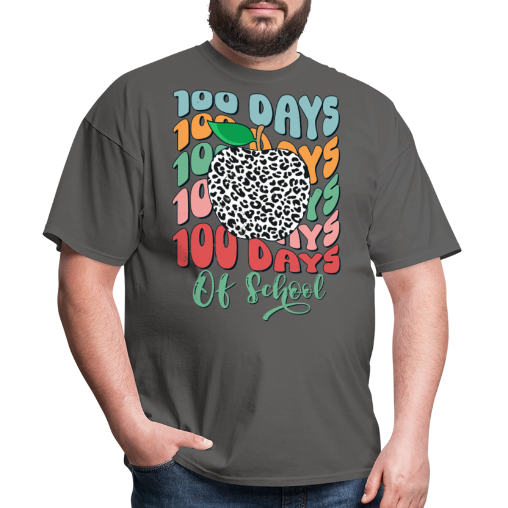 Leopard Print 100 Days of School Tee 100th-day Celebration T-shirt - charcoal