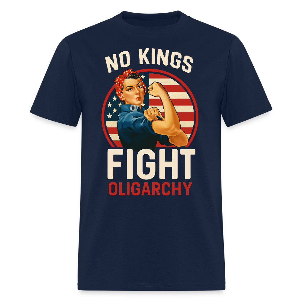No Kings Fight Oligarchy Feminist Political T-Shirt - navy
