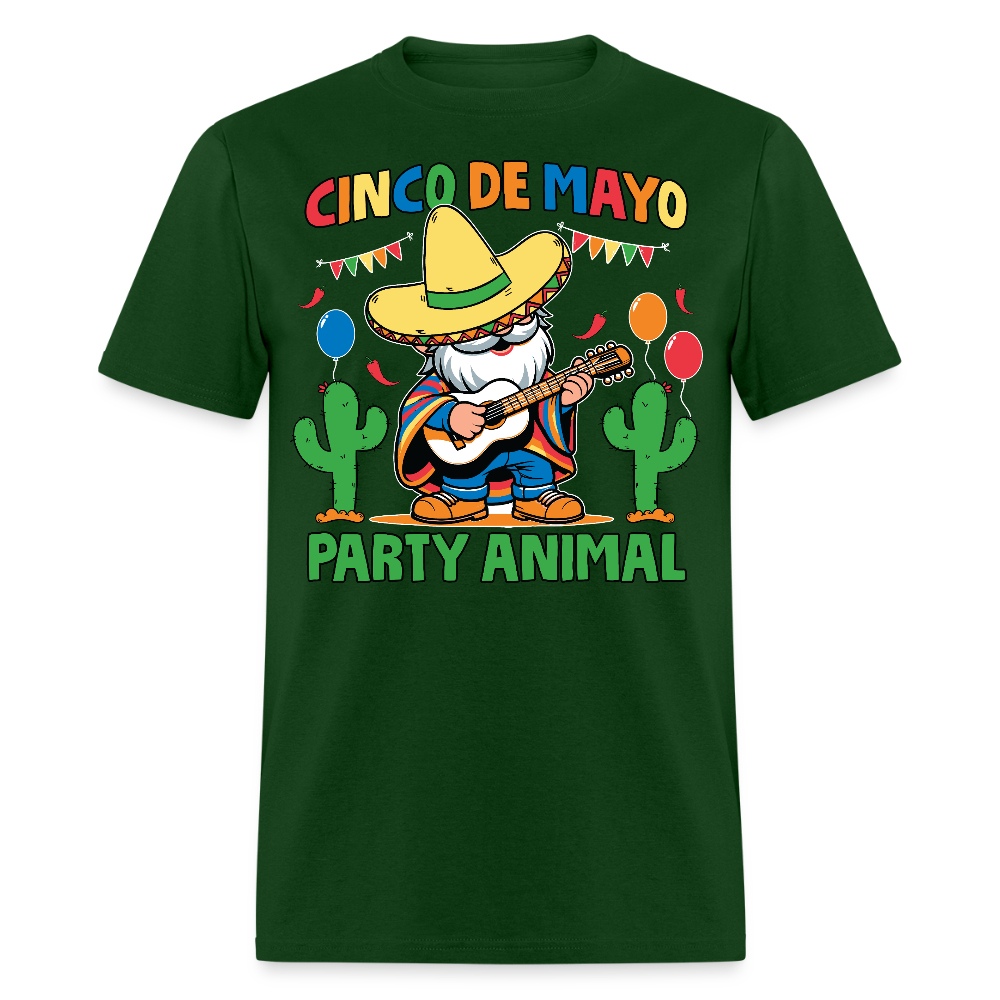 Cinco De Mayo Party Animal Funny Mexican Fiesta Gnome T-shirt - forest green