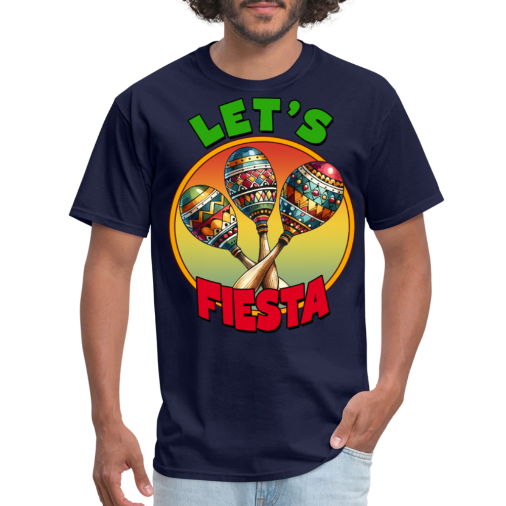 Let’s Fiesta Mexican Party Shirt Colorful Maracas Fiesta T-shirt - navy