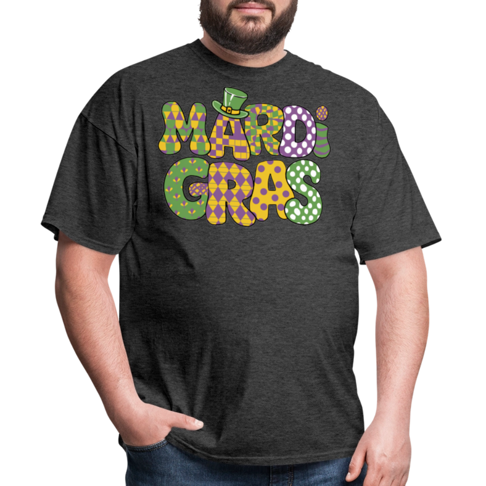 Colorful Mardi Gras Graphic Tee For Fat Tuesday Unisex T-Shirt - heather black