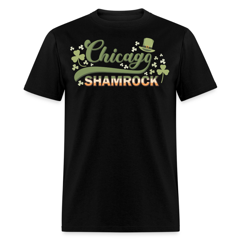 Leprechaun Hat Lucky Chicago Shamrock Graphic T-shirt - black