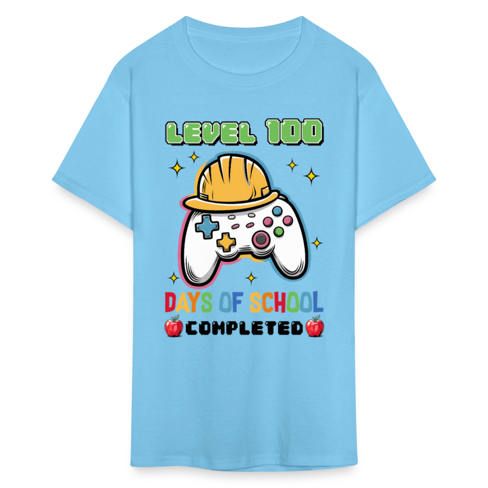 Level 100 Days Of School Gamer Shirt Level Up School Milestone T-shirt - aquatic blue