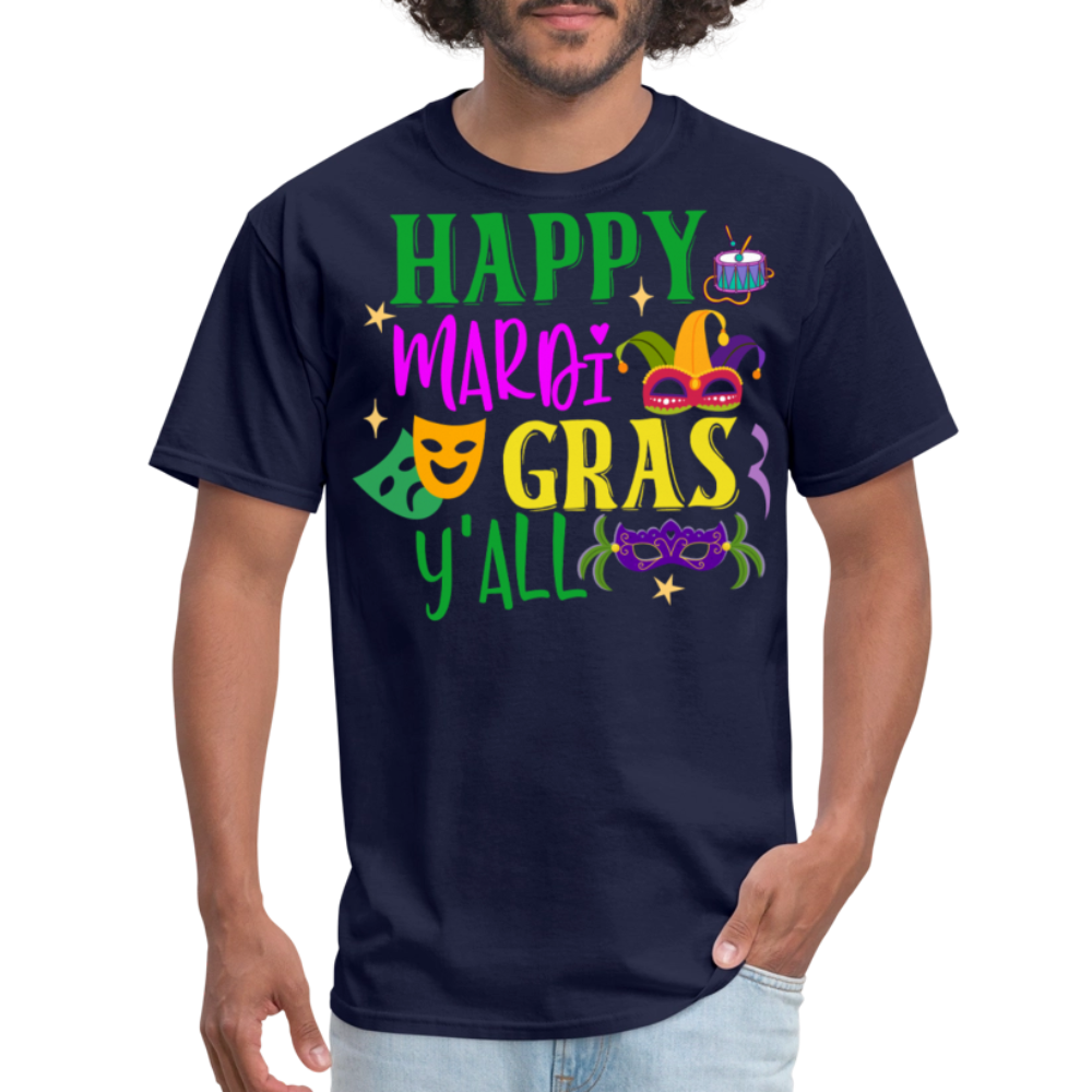 Funny Mardi Gras Y'all Graphic Unisex Classic T-shirt - navy