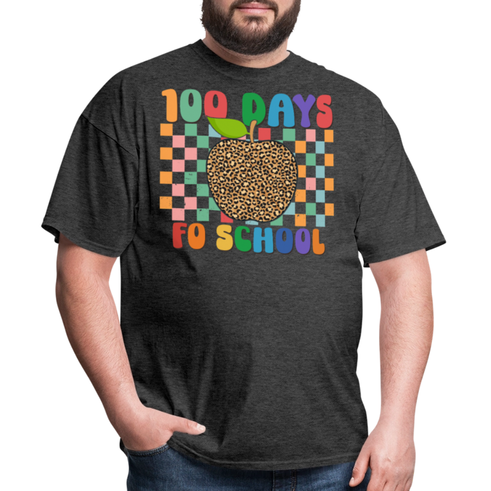 Leopard Print 100 Days of School Shirt Teacher Gifts Unisex T-shirt - heather black