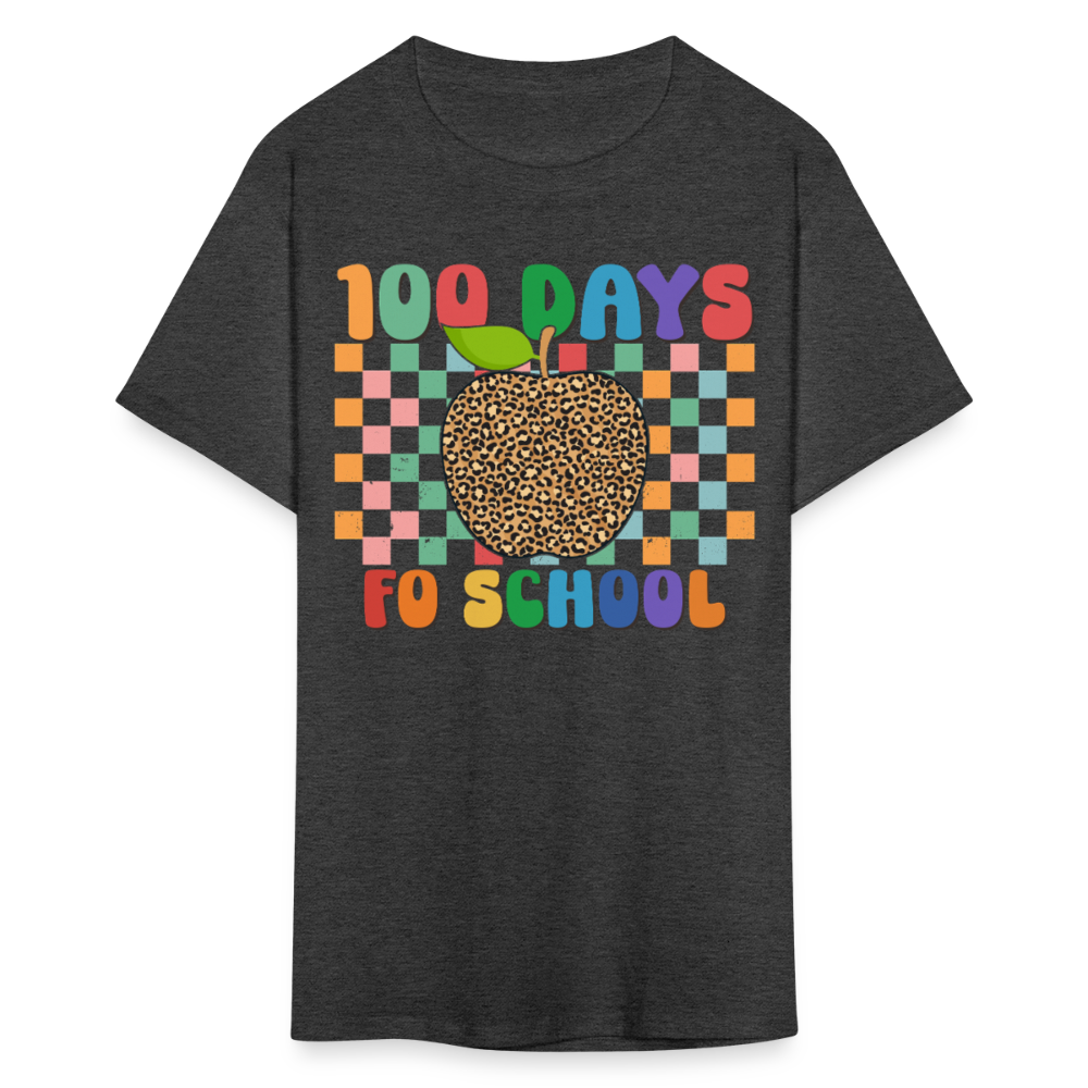 Leopard Print 100 Days of School Shirt Teacher Gifts Unisex T-shirt - heather black