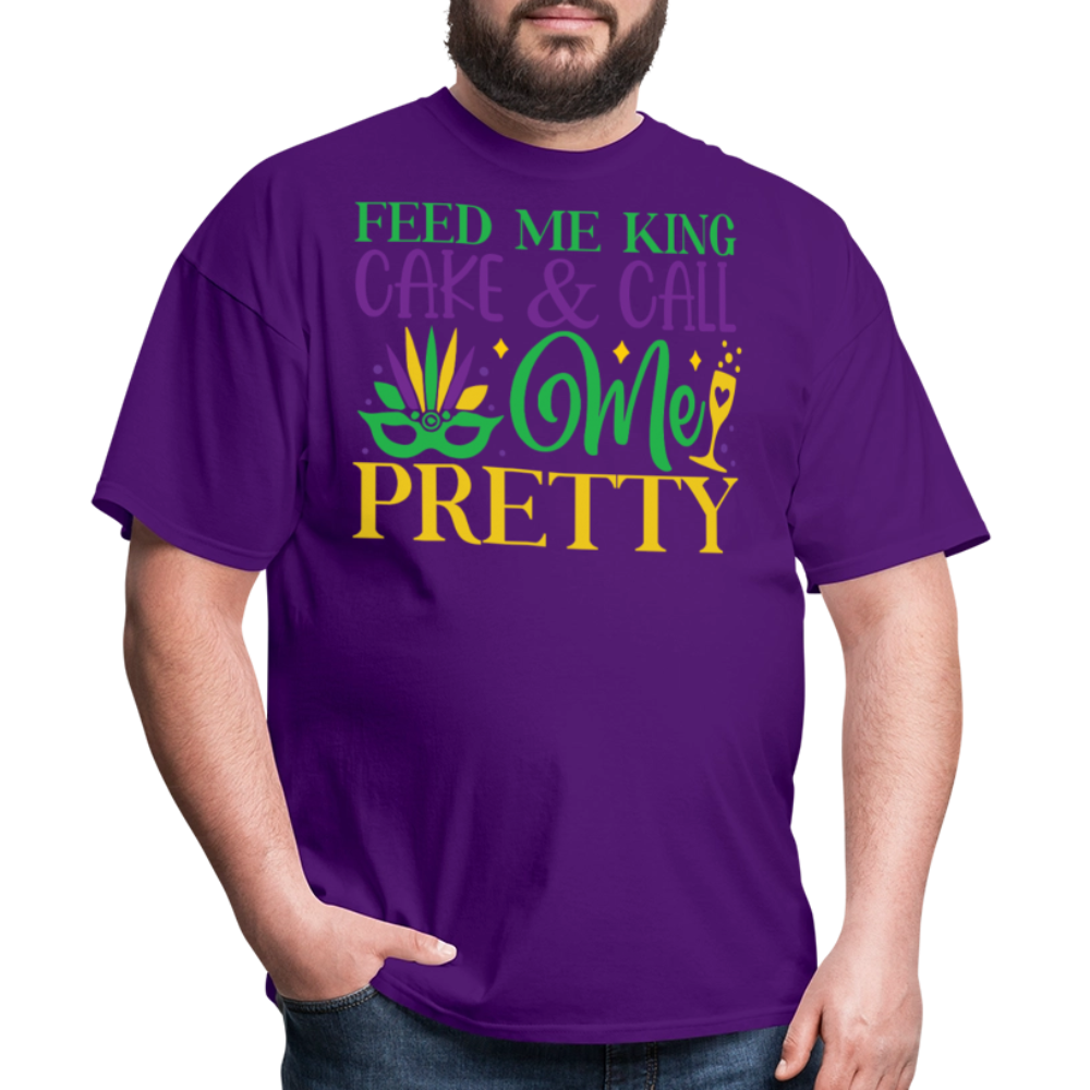 New Orleans Mardi Gras Tee Feed Me King Cake And Call Me Pretty T-shirt - purple